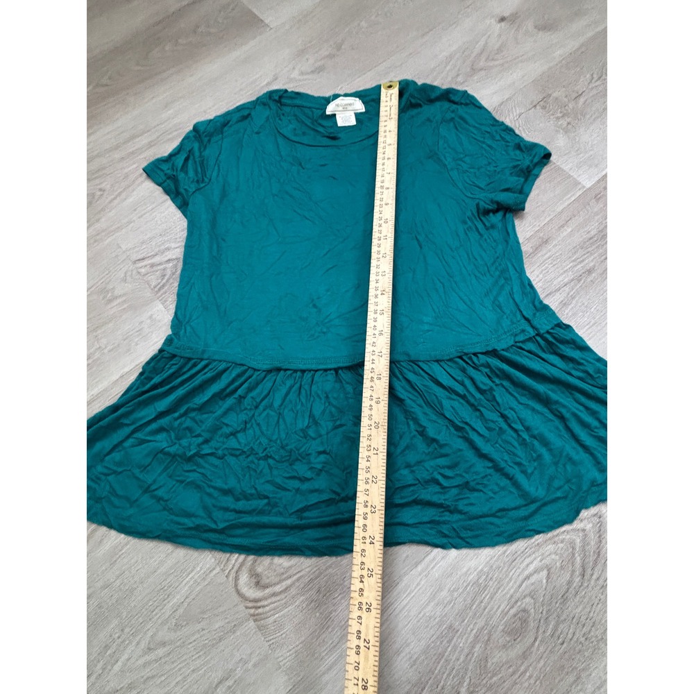 No Comment NY-LA Teal Green Peplum Ruffle Hem Short Sleeve Top RK31088 Large - Picture 3 of 5